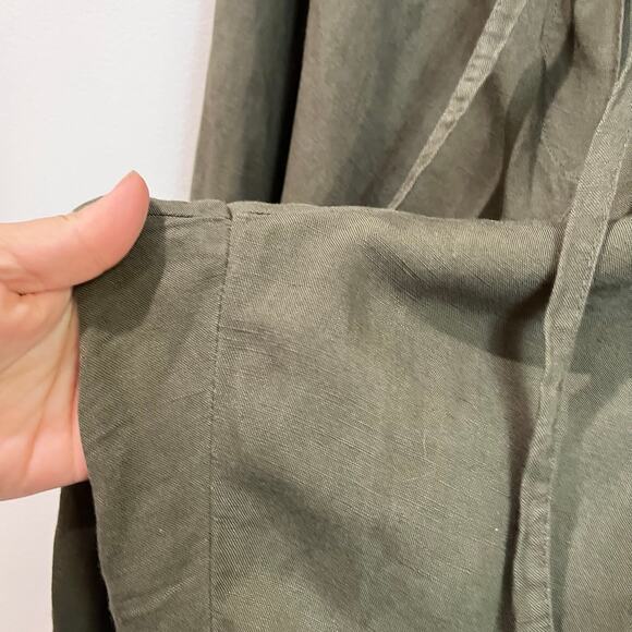 H&M Linen Blend Olive Green Elastic Waist Tapered Ankle Pants Size XL - Picture 5 of 8